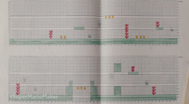 Mapa del video juego Mario en papel cuadriculado